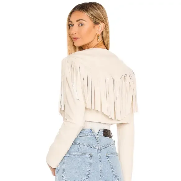 Lovers + Friends Cropped Y2K Western Fringe Festival Jacket . Size Medium. - Picture 3 of 8